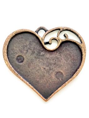 🔥$1 Clearance Red Coppertone Heart Frame Cabochon Pendant Tray 41mm x 36mm (1)